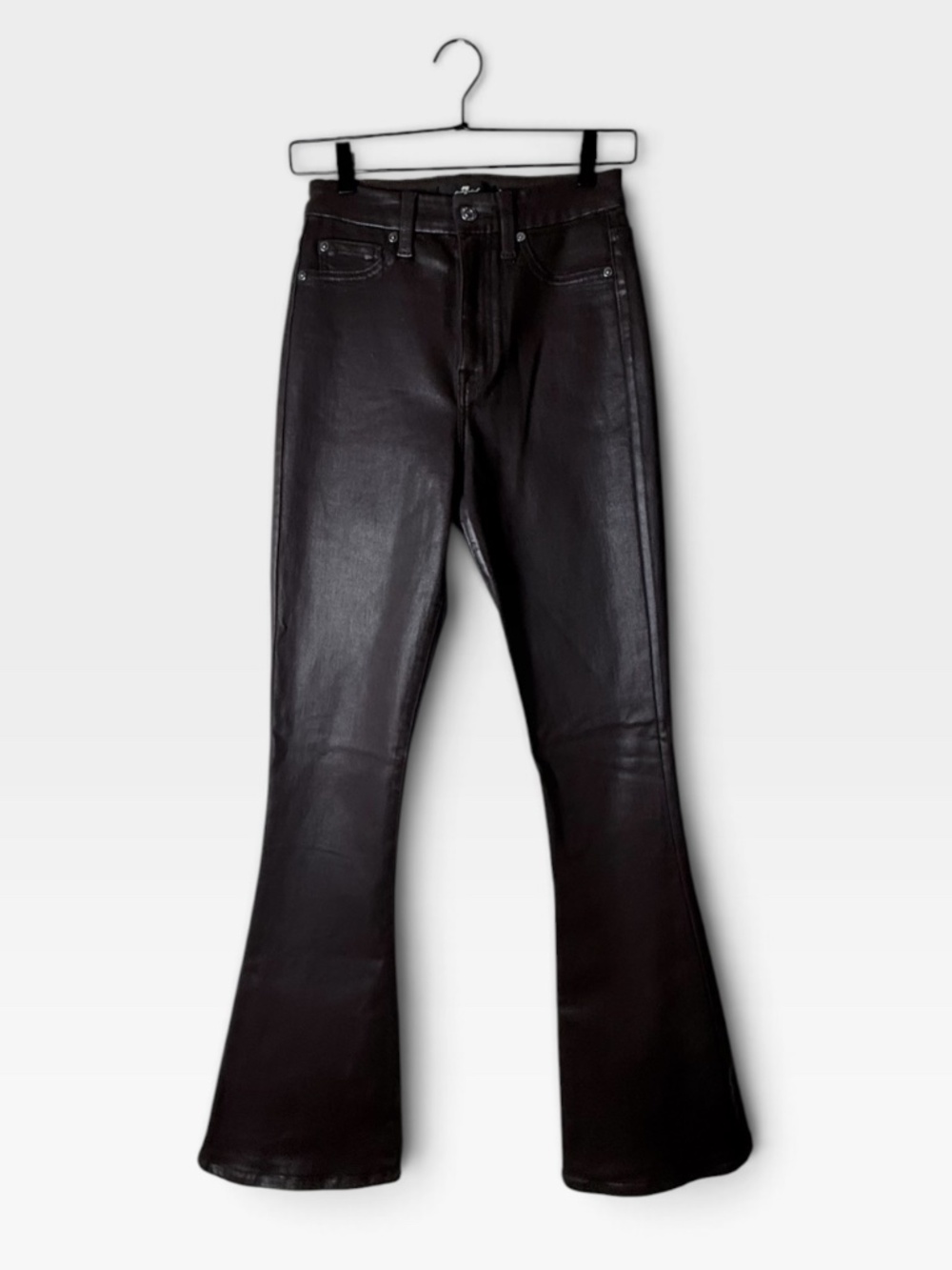 7 For all Mankind Tailorless Skinny Boot Cut Jean Size 26 Coated Chocolate (O)